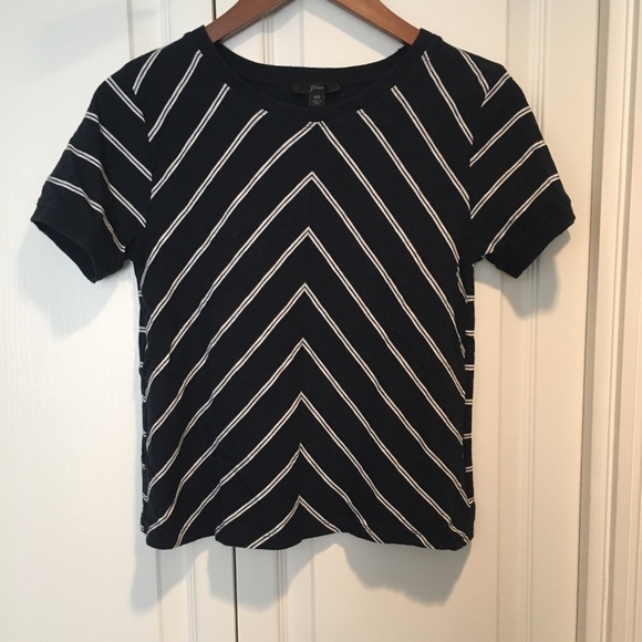 J crew slant striped navy T-shirt size XS - Picture 1 of 4